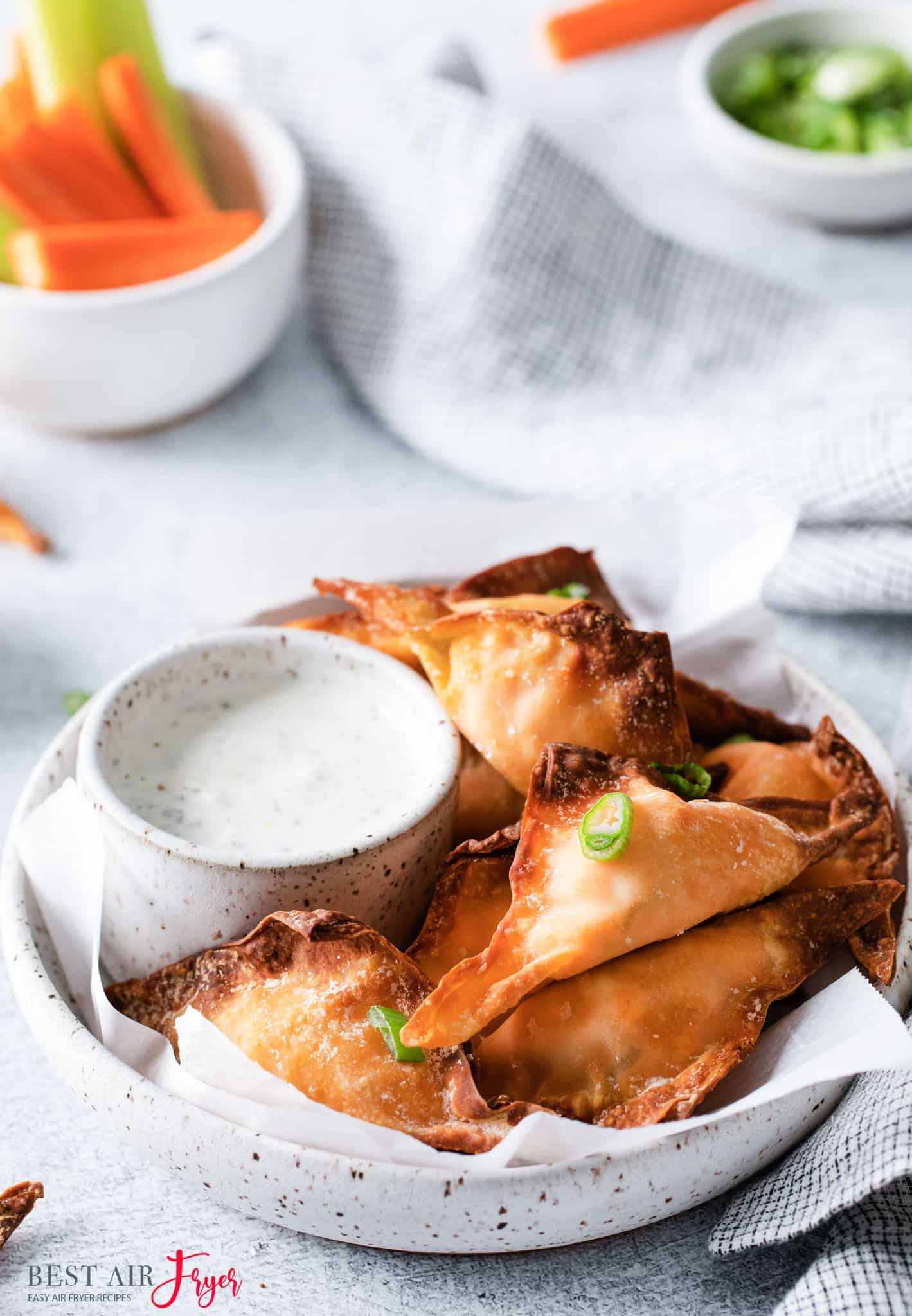 Air Fryer Buffalo Chicken Wontons