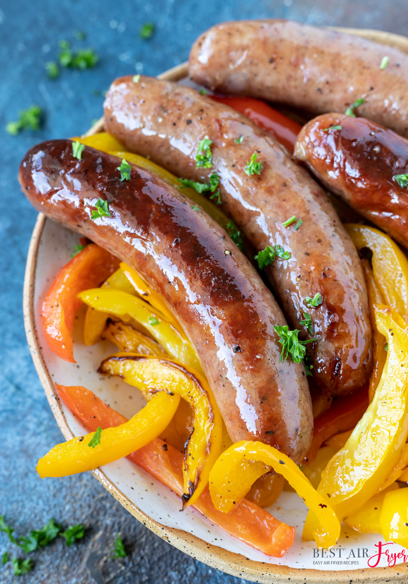 Peppers and Brats In Air Fryer