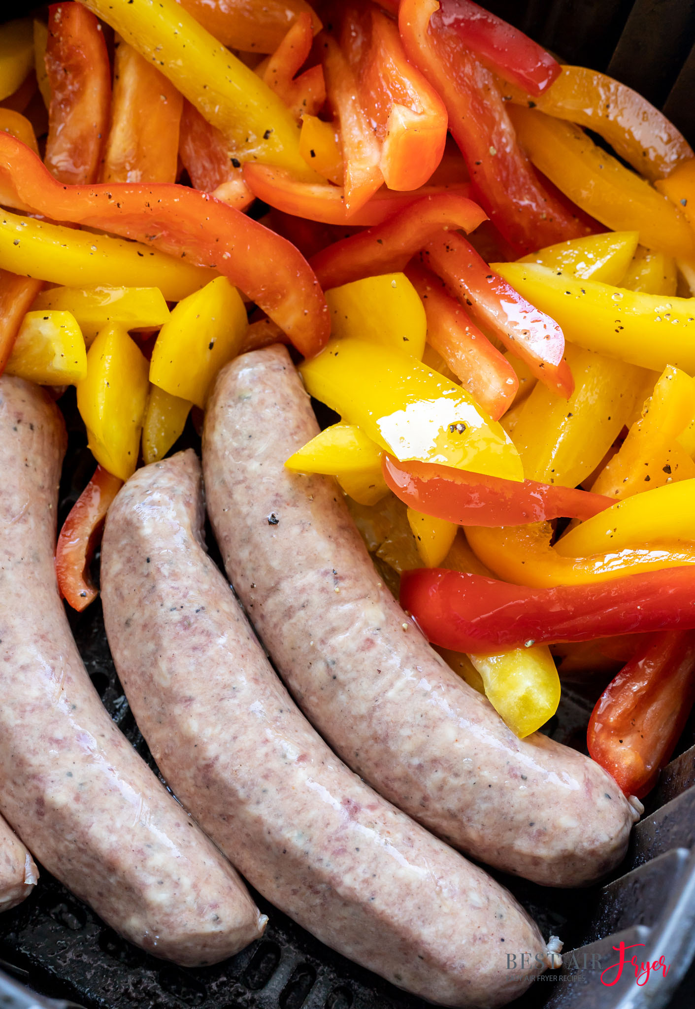 Peppers and Brats In Air Fryer