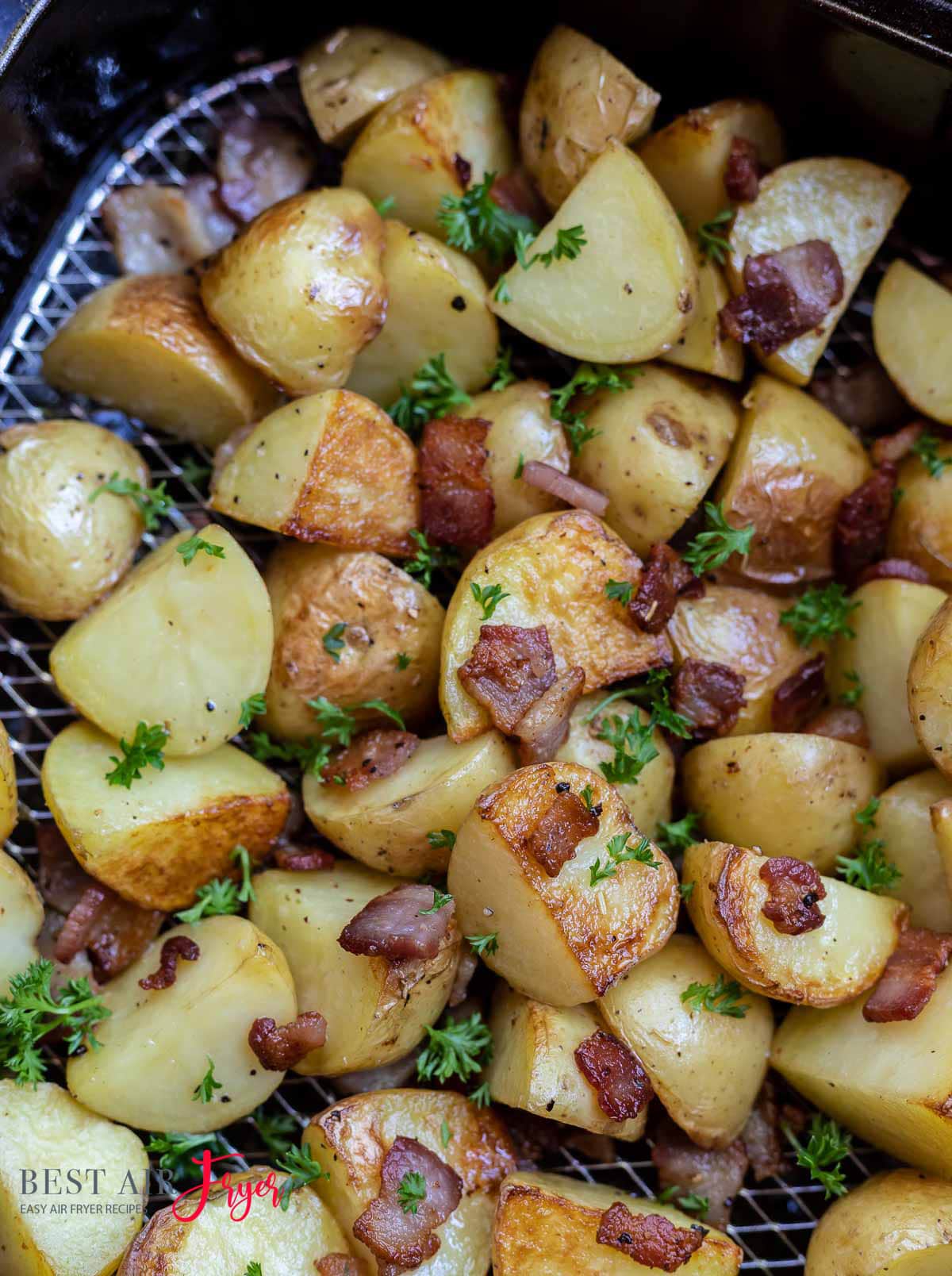 Air Fryer Roasted Potatoes and Bacon