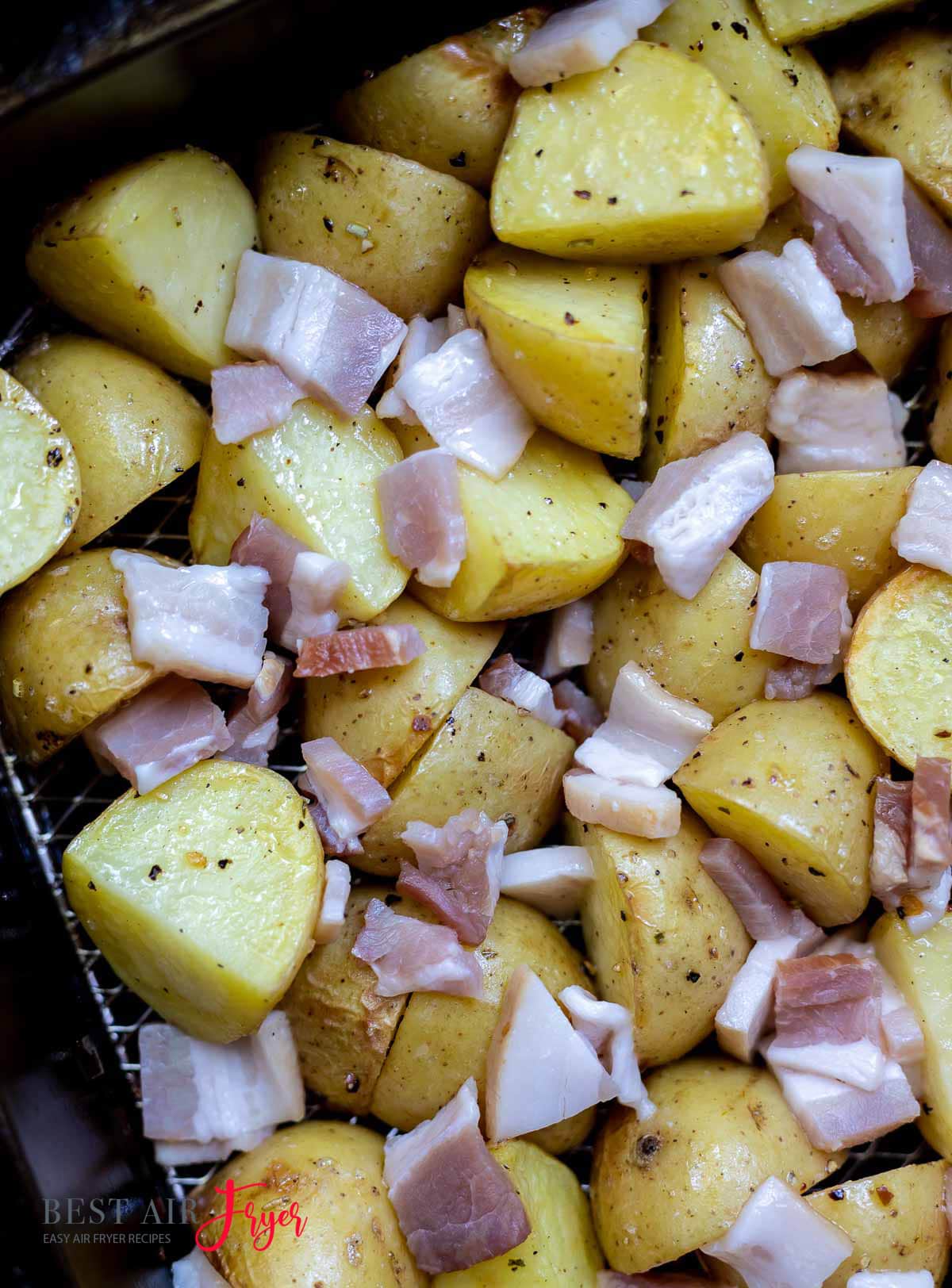 Air Fryer Roasted Potatoes and Bacon