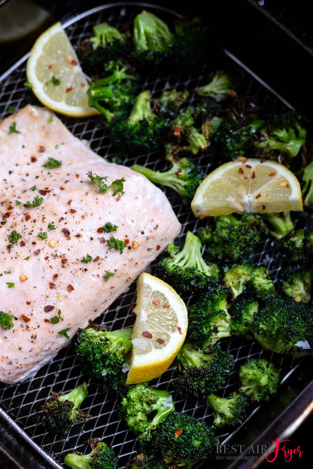 Salmon and Broccoli in Air Fryer