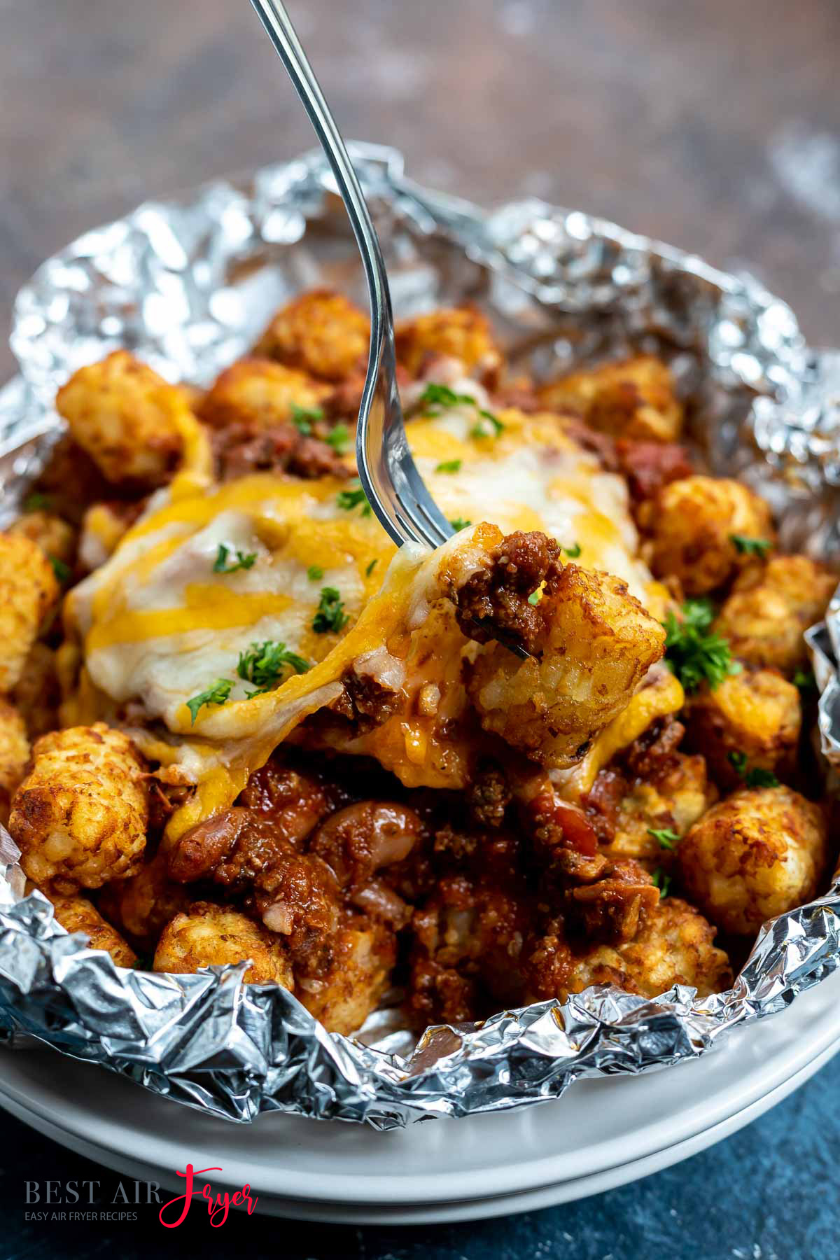 Chili Cheese Air Fryer Tater Tots